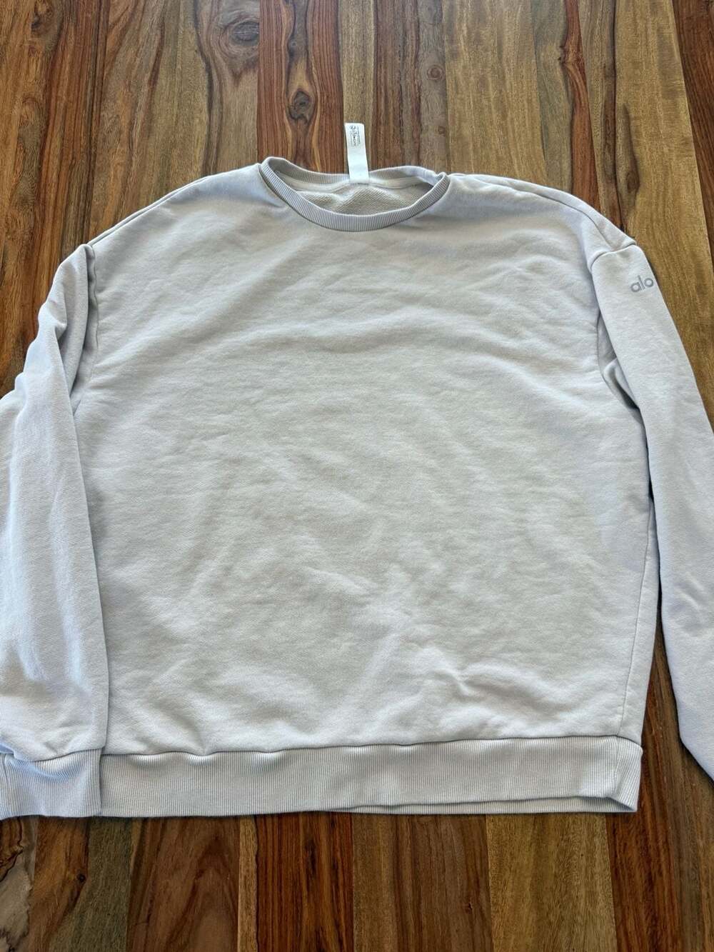 Alo Yoga Accolade Crew Neck Pullover Sweatshirt Bone Size L